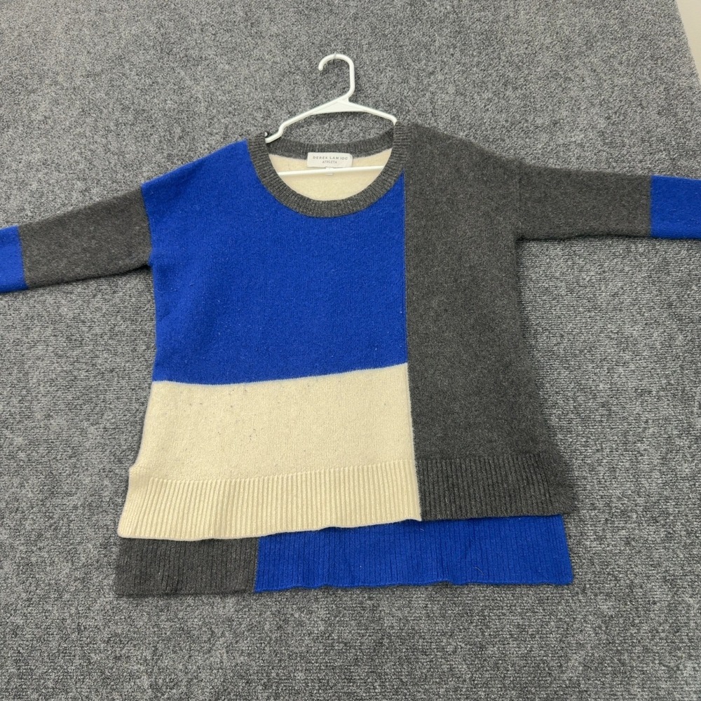 Derek Lam 10C x Athleta Sweater Womens S Blue Cashmere Colorblock Crew Neck Luxe